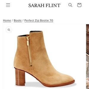 Sarah Flint Peanut Suede Ankle Booties with Gold Zipper